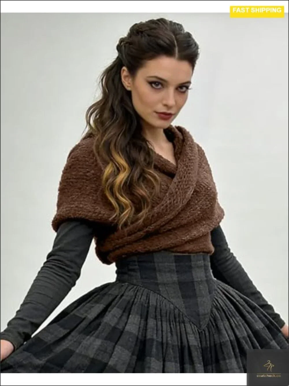 Women's Knitted Sontag Shawl Triangle Wrap Sweater Medieval Celtic
